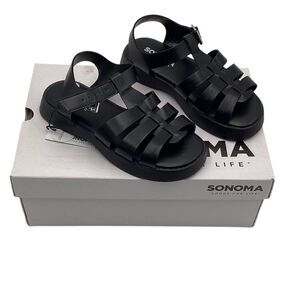 Sonoma Girls' Fisherman‎ Sandals Black Size 1 Adjustable Strap